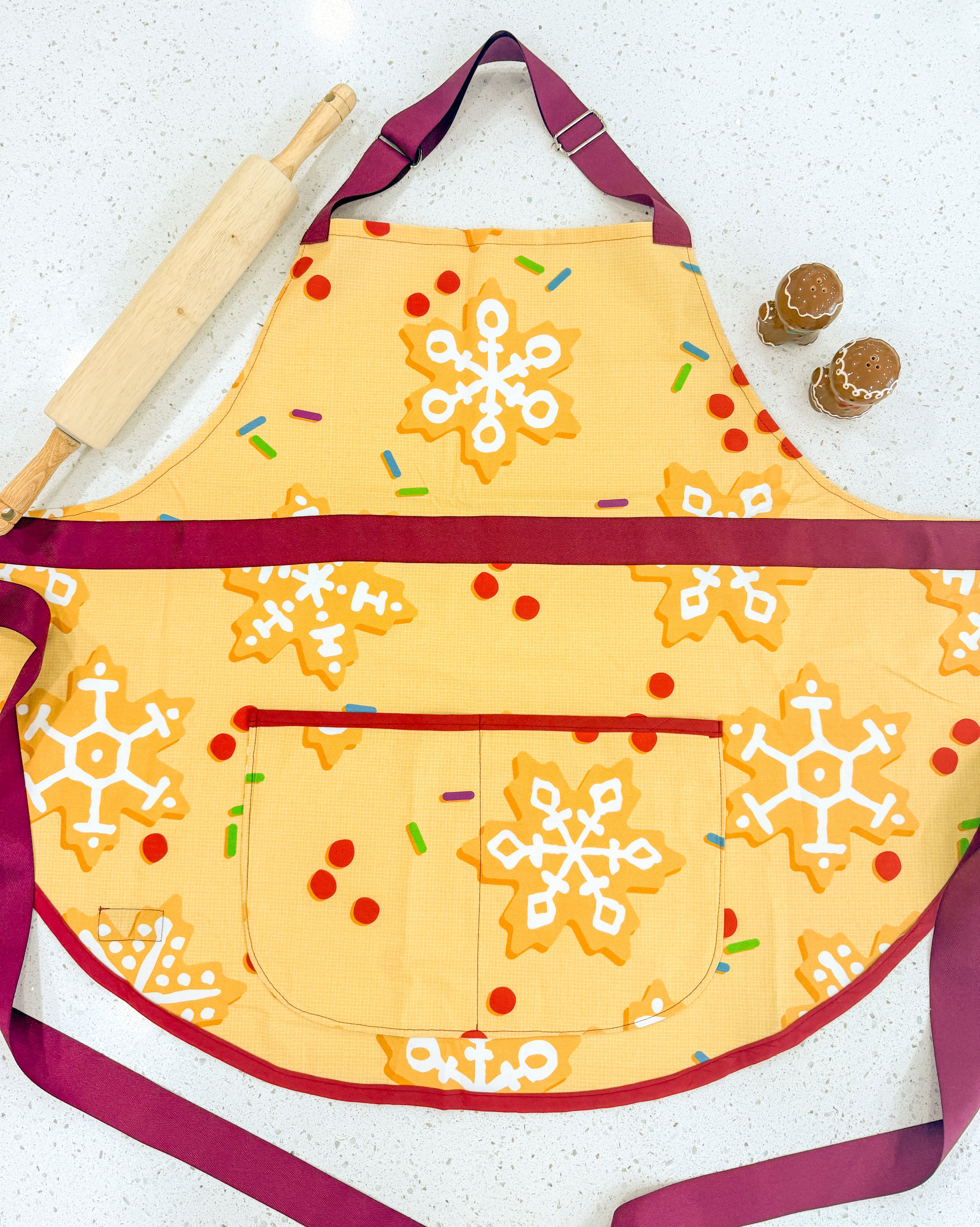 Cranberry Snowflake Gingerbread Apron  - Adult