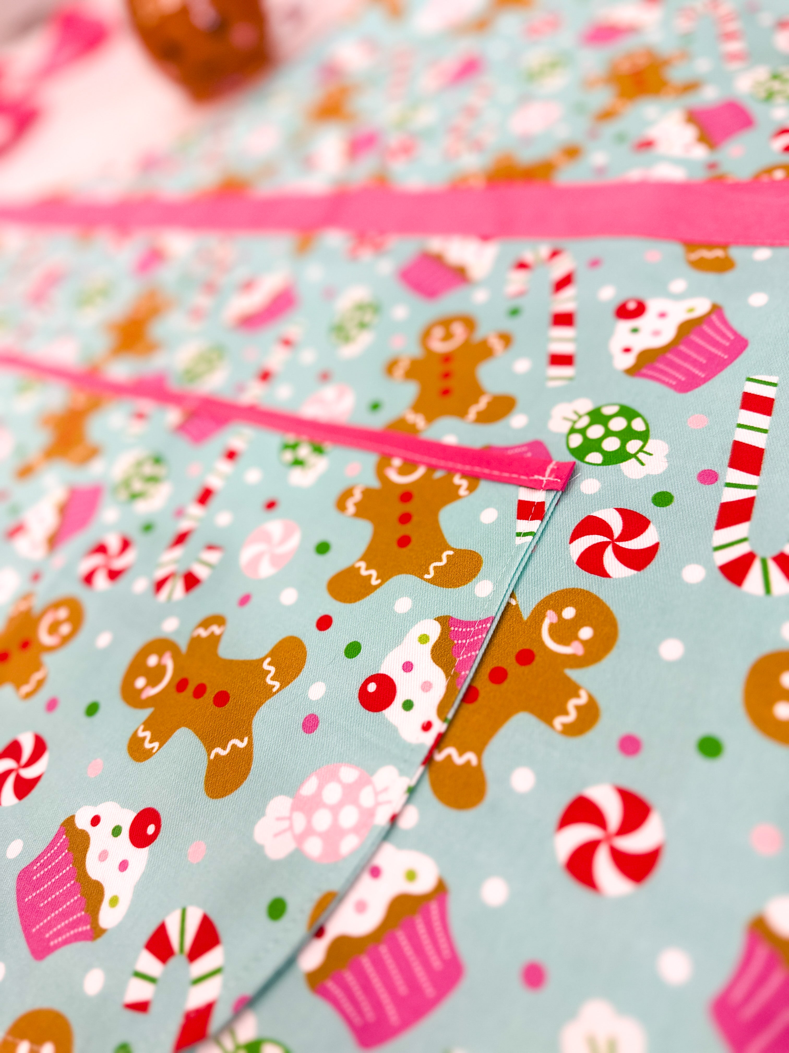 Pink Snowy Sweets Gingerbread Apron - Adult